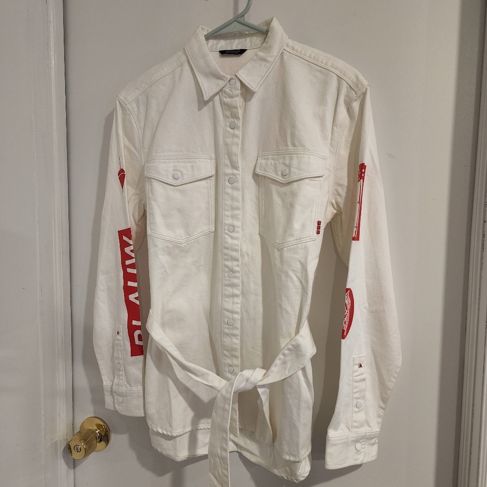 Scotch & Soda White Overshirt Jacket Hearts and Graphics Amsterdams Blauw